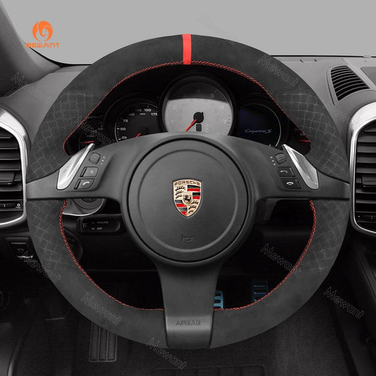 Mewant® Alcantara Car Steering Wheel Cover for Porsche 911 (991) Boxster (981) Cayman (981) Cayenne Panamera