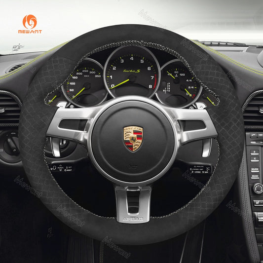 Mewant® Alcantara Car Steering Wheel Cover for Porsche 911 (991) Boxster (981) Cayman (981) Cayenne Panamera 2010-2016