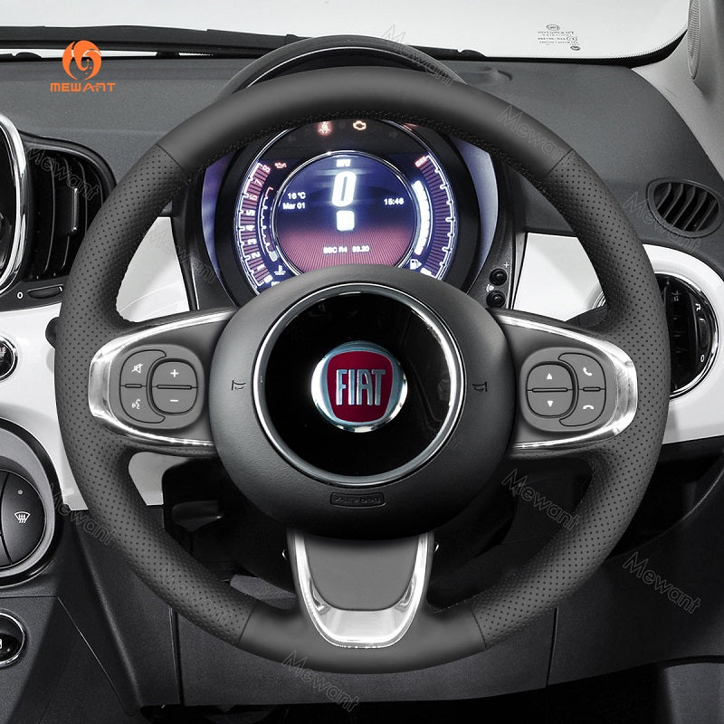Mewant® Alcantara Car Steering Wheel Cover for Fiat 500 2015-2021 / 500C 2016-2021