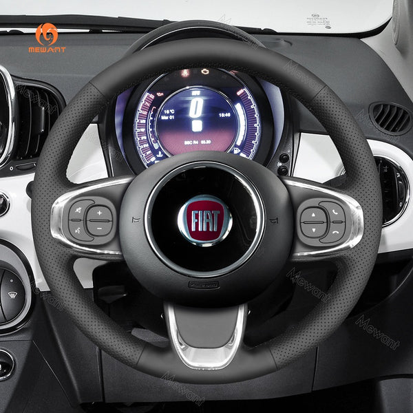 Mewant® Alcantara Car Steering Wheel Cover for Fiat 500 2015-2021 / 500C 2016-2021