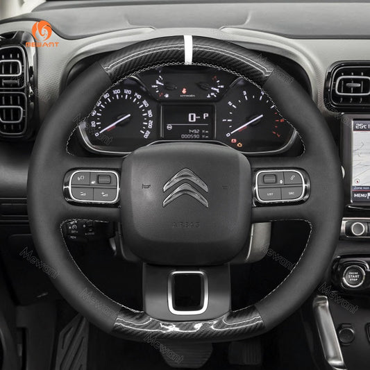 Mewant® Alcantara Car Steering Wheel Cover for Citroen C3 2016-2022 / C3 Aircross 2017-2022 / C5 Aircross 2018-2022 / Berlingo 2018-2022
