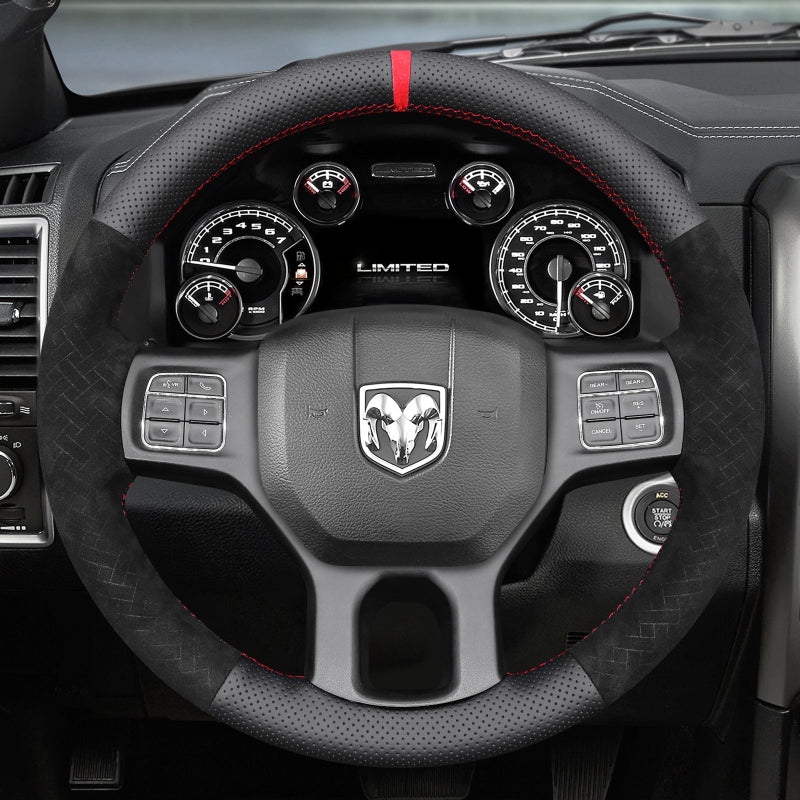 Mewant® Alcantara Car Steering Wheel Cover for Dodge RAM 1500 2012-2018 1500 Classic 2019-2023  2500 2012-2018 3500 2012-2018 5500 2012-2018