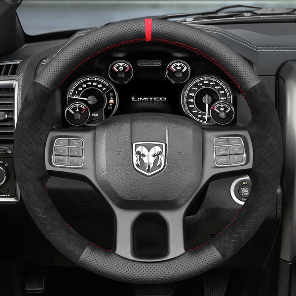 Mewant® Alcantara Car Steering Wheel Cover for Dodge RAM 1500 2012-2018 1500 Classic 2019-2023  2500 2012-2018 3500 2012-2018 5500 2012-2018