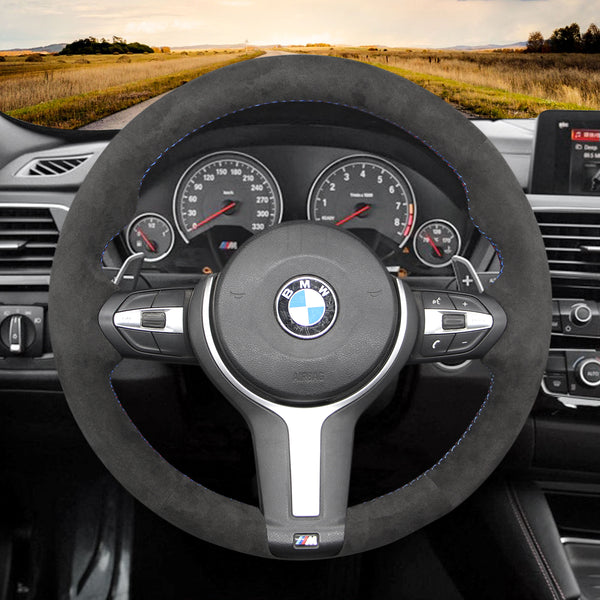 Funda de volante Mewant® Alcantara para BMW (M Sport) Serie 2 F22 F23/Serie 3 F30 F34/Serie 4 F32 F33 F36/Serie 5 F10 F07/Serie 6 F12 F13 F06/X2 F39/X3 F25/X4 F26/X5 F15/X6 F16