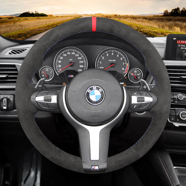 Funda de volante Mewant® Alcantara para BMW (M Sport) Serie 2 F22 F23/Serie 3 F30 F34/Serie 4 F32 F33 F36/Serie 5 F10 F07/Serie 6 F12 F13 F06/X2 F39/X3 F25/X4 F26/X5 F15/X6 F16