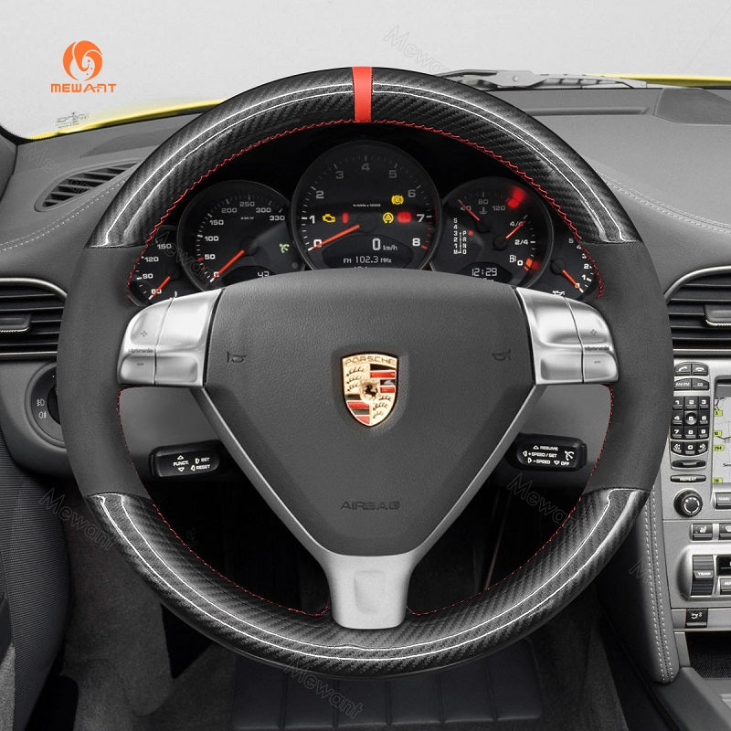 Mewant® Alcantara Car Steering Wheel Cover for Porsche 911 (997)  / Boxster (987) / Cayman (987)