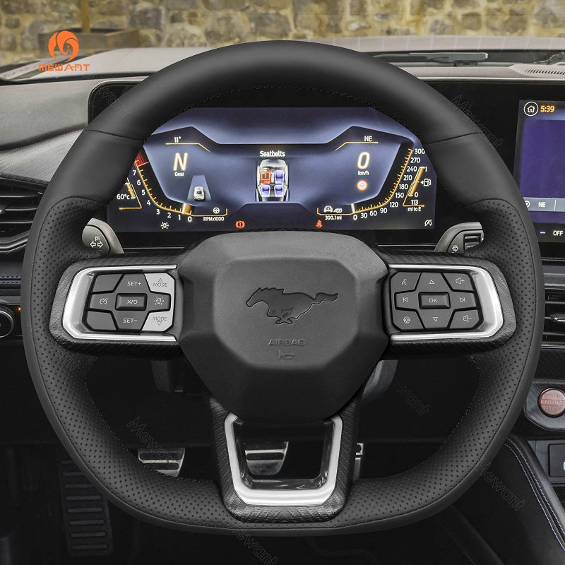Mewant Alcantara Car Steering Wheel Cover for Ford Mustang 2024