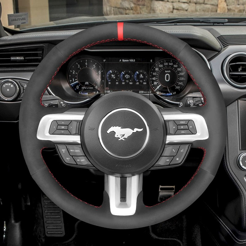 Mewant® Alcantara Car Steering Wheel Cover for Ford Mustang 2015-2023