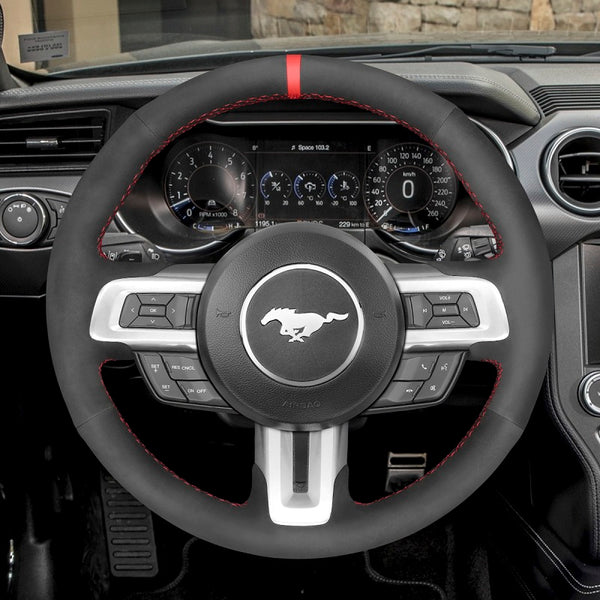 Mewant® Alcantara Car Steering Wheel Cover for Ford Mustang 2015-2023