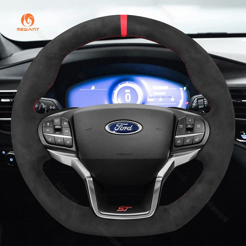 Mewant® Alcantara Car Steering Wheel Cover for Ford Explorer (ST/ST-Line/Timberline) 2020-2024