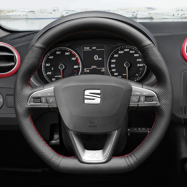 Mewant® Alcantara Car Steering Wheel Cover for SEAT Leon 5F (FR|CUPRA) 2013-2020 / Ibiza 6F (FR|CUPRA) 2015-2021 / Alhambra (FR Line) 2015-2022 / Arona (FR Line) 2017-2021 / Ateca (FR-Line) 2016-2020 / Toledo FR 2014-2019 CUPRA Ateca 2018-2020