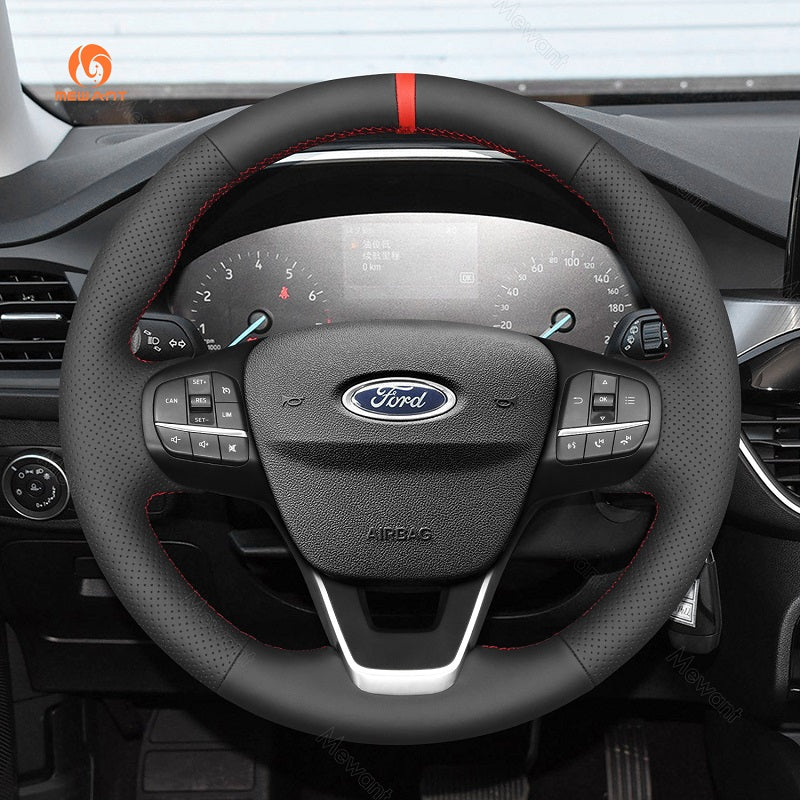 Mewant® Alcantara Car Steering Wheel Cover for Ford Bronco Sport Escape E-Transit Maverick Transit 2020-2024