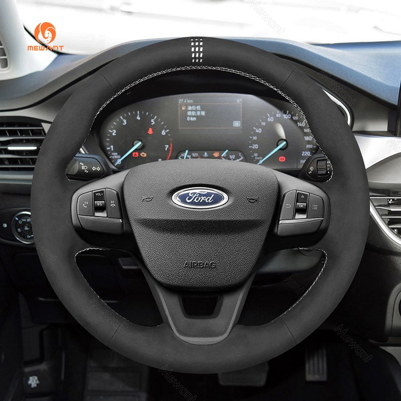 Mewant® Alcantara Car Steering Wheel Cover for Ford Bronco Sport Escape E-Transit Maverick Transit 2020-2024