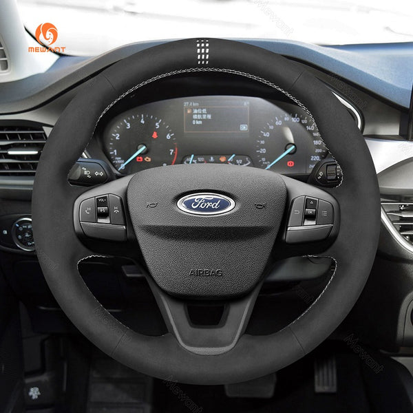 Mewant® Alcantara Car Steering Wheel Cover for Ford Bronco Sport Escape E-Transit Maverick Transit 2020-2024