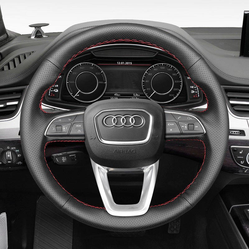 Mewant® Alcantara Car Steering Wheel Cover for Audi A3 A4 A5 S3 S4 S5 Q2 SQ2 Q3 RSQ3 Q5 SQ5 Q7 SQ7 Q8 SQ8