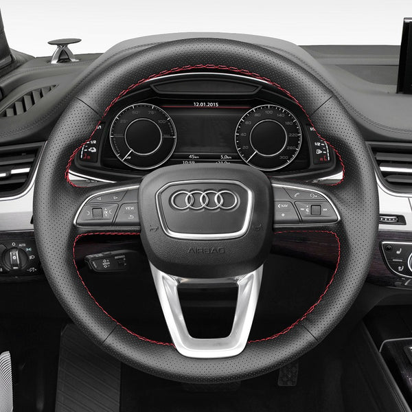 Mewant® Alcantara Car Steering Wheel Cover for Audi A3 A4 A5 S3 S4 S5 Q2 SQ2 Q3 RSQ3 Q5 SQ5 Q7 SQ7 Q8 SQ8