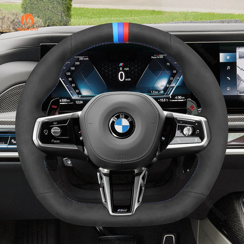 Mewant® Alcantara Car Steering Wheel Cover for BMW (M Sport) 5 Series G60 2024 7 Series G70 2023-2024 i5 G60 2024 i7 G70 2023-2024
