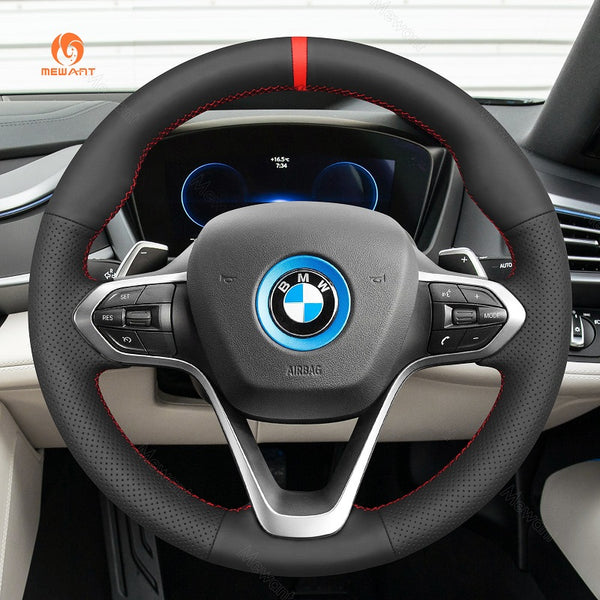 Mewant Hand Stitch Alcantara Leather Car Steering Wheel Cover for BMW i8 2014-2020