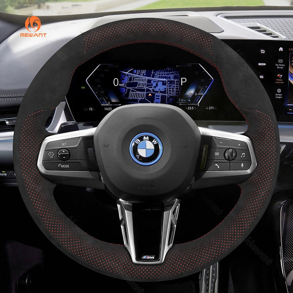 Mewant® Alcantara Car Steering Wheel Cover for BMW X1 U11 2023-2024 X2 U10 2024 2 Series U06 X1 U11 iX1 U11 X2 U10 iX2 U10 2022-2024