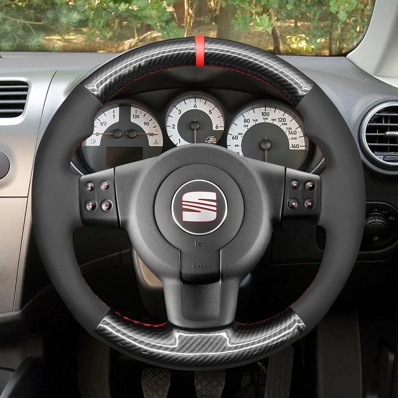 Mewant® Alcantara Car Steering Wheel Cover for Seat Leon FR|Cupra (MK2 1P) 2005-2009 / Ibiza FR (6L) 2005-2009