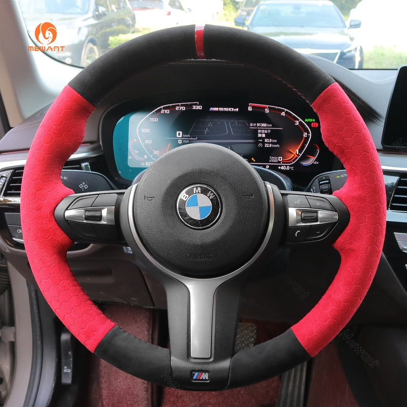 Mewant® Alcantara Car Steering Wheel Cover for BMW (M Sport)2Series F22 F23/3 Series F30 F34/4 Series F32 F33 F36/5 Series F10 F07/6 Series F12 F13 F06/X2 F39/X3 F25/X4 F26/X5 F15/X6 F16
