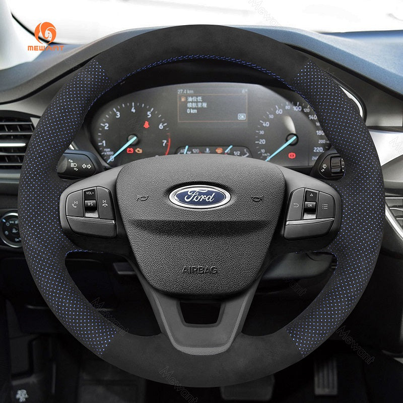 Mewant® Alcantara Car Steering Wheel Cover for Ford Bronco Sport Escape E-Transit Maverick Transit 2020-2024
