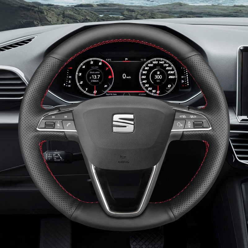 Mewant® Alcantara Car Steering Wheel Cover for SEAT Leon (5F) 2013-2020 / Toledo 2014-2015 / Arona 2017-2021