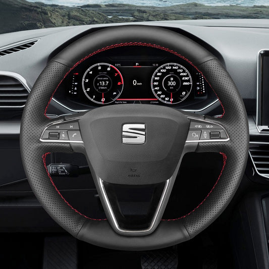 Mewant® Alcantara Car Steering Wheel Cover for SEAT Leon (5F) 2013-2020 / Toledo 2014-2015 / Arona 2017-2021