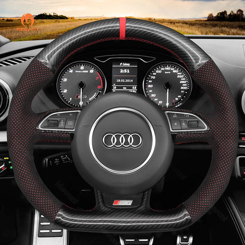 Mewant® Alcantara Car Steering Wheel Cover for Audi A5 A7 RS 5 RS 7 S3 S4 S5 S6 S7 SQ5 2013-2018