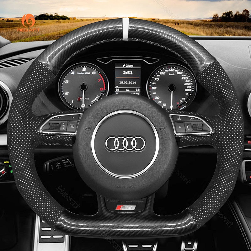 Mewant® Alcantara Car Steering Wheel Cover for Audi A5 A7 RS 5 RS 7 S3 S4 S5 S6 S7 SQ5 2013-2018