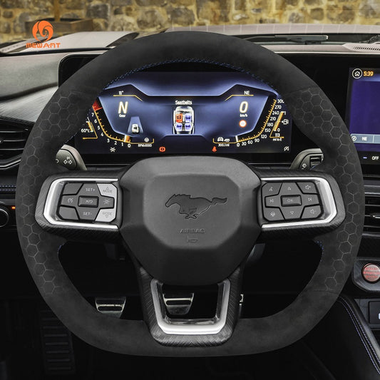 Mewant Alcantara Car Steering Wheel Cover for Ford Mustang 2024
