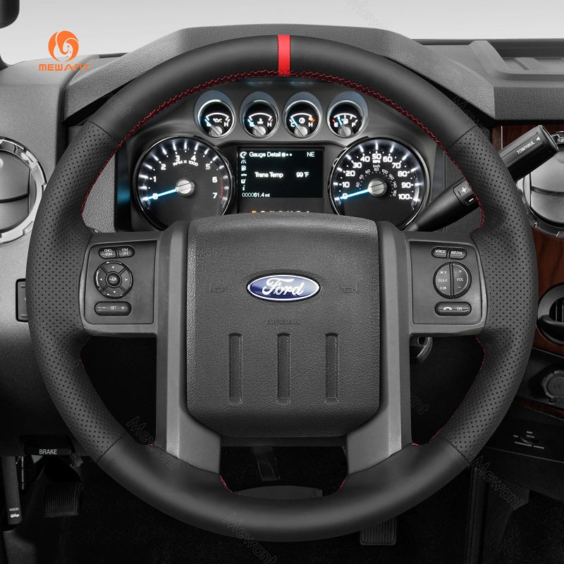 Mewant Leather Car Steering Wheel for Ford F-250 F-350 Expedition 2007-2014