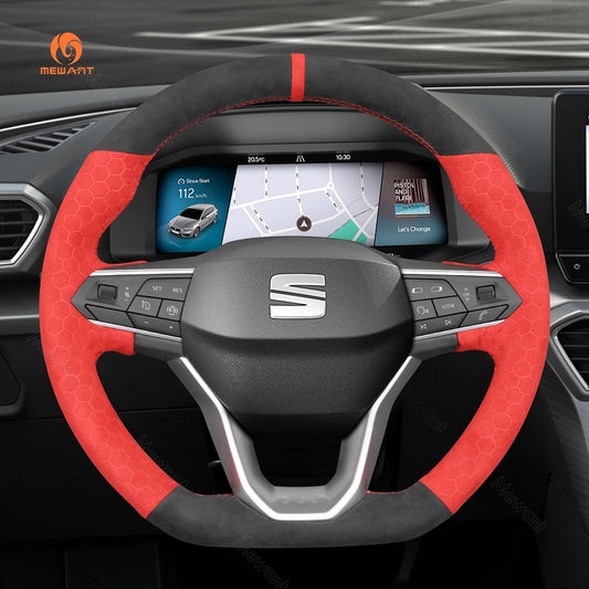 Mewant® Alcantara Car Steering Wheel Cover for SEAT Leon IV 2020-2022 Ibiza 6F 2021-2022 Ateca 2020-2022 Arona 2021-2022 Tarraco 2020-2022