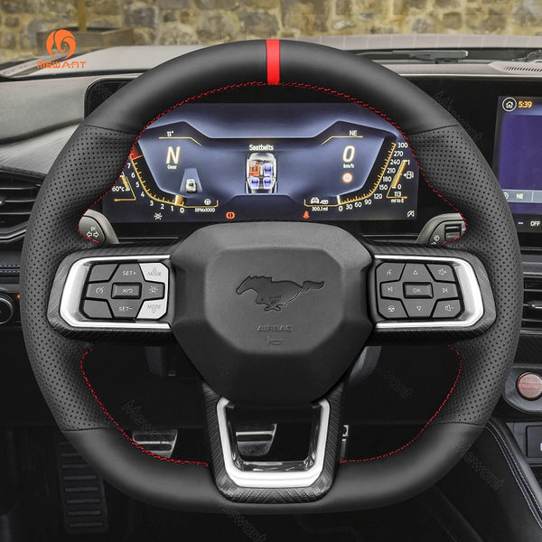 Mewant Alcantara Car Steering Wheel Cover for Ford Mustang 2024