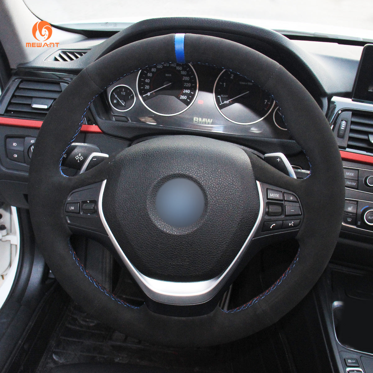 Mewant® Alcantara Car Steering Wheel Cover for BMW 3 Series F30 F34 F22 F23 F32 F33 F36
