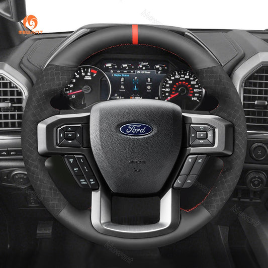 Mewant® Alcantara Car Steering Wheel Cover for Ford F-150 F150 Raptor 2015-2021