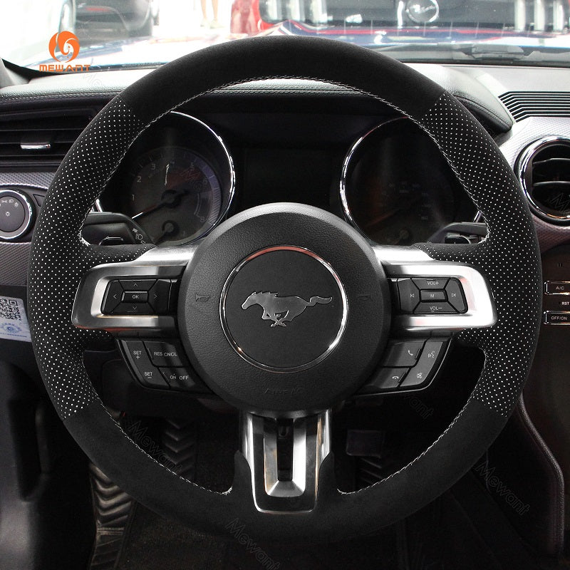 Mewant® Alcantara Car Steering Wheel Cover for Ford Mustang 2015-2023