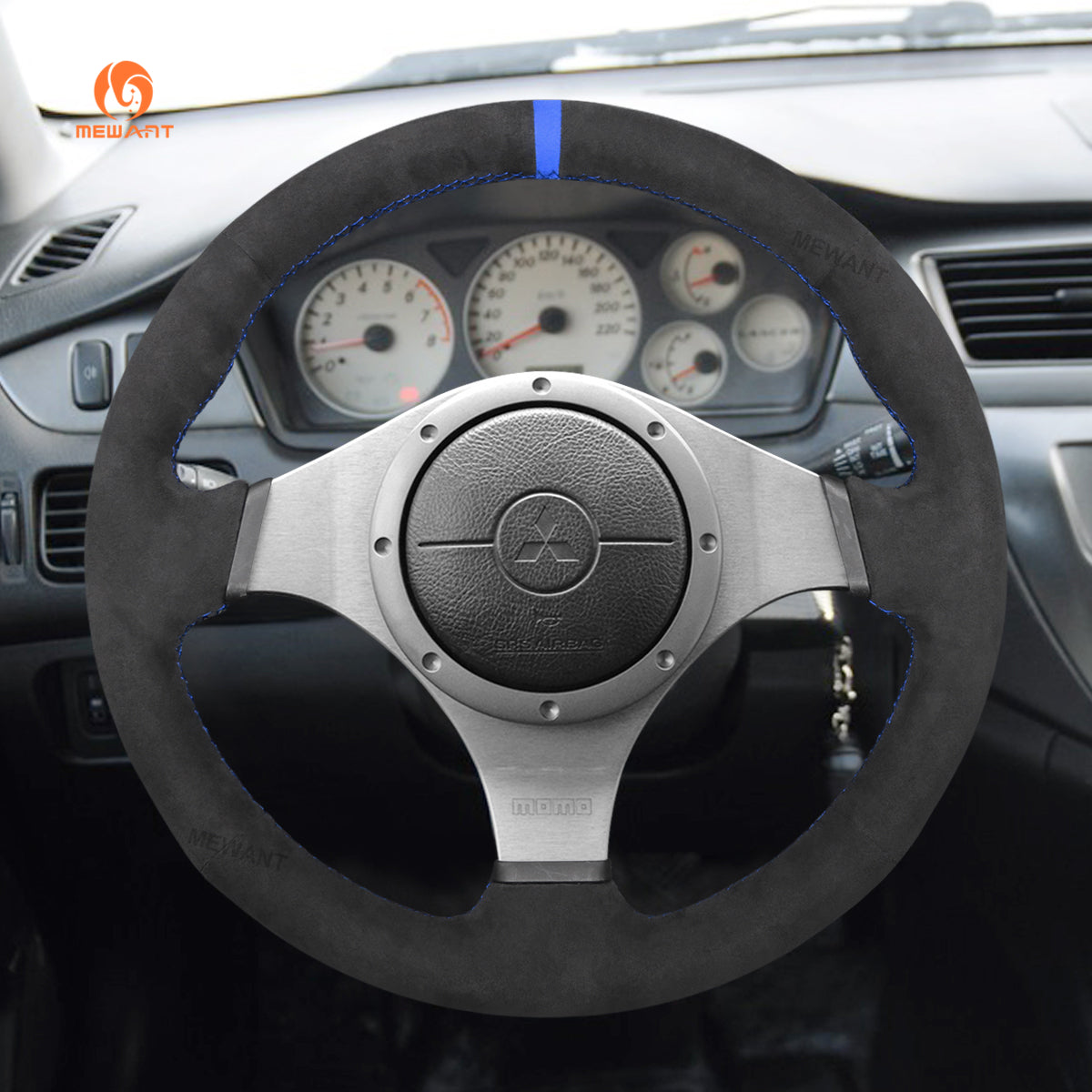 Mewant® Alcantara Car Steering Wheel Cover for Mitsubishi Lancer Evolution 8 VIII / Lancer Evolution 9 IX