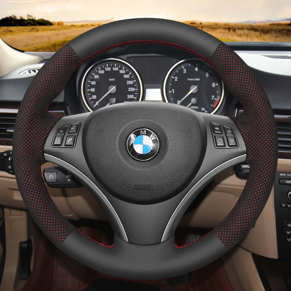 Mewant® Alcantara Car Steering Wheel Cover for BMW E87 E81 E82 E88 E82 E90 E91 E92E93 E84 E90 E92 E93 2007-2013