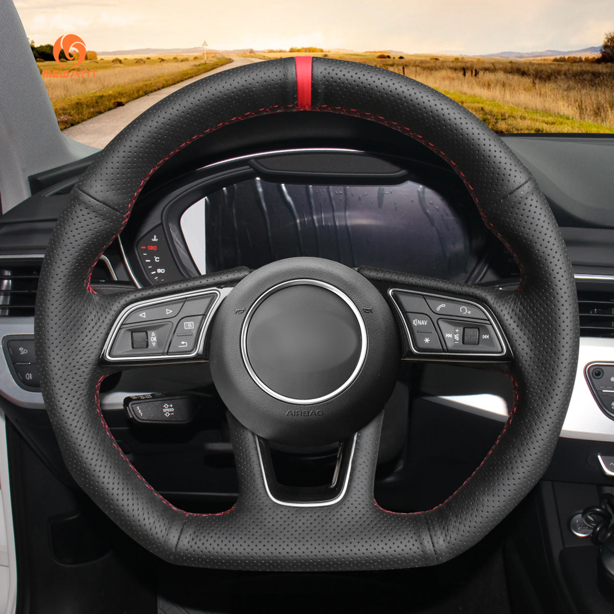 Mewant® Alcantara Car Steering Wheel Cover for Audi A1 A3 A4 A5 S3 S4 S5 Q2 RS3 RS4 RS5 Q2 SQ2