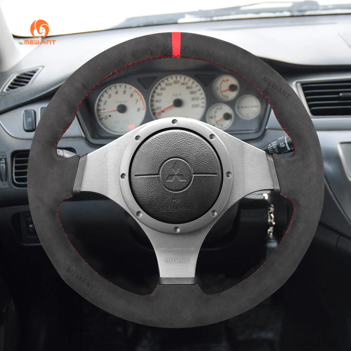 Mewant® Alcantara Car Steering Wheel Cover for Mitsubishi Lancer Evolution 8 VIII / Lancer Evolution 9 IX