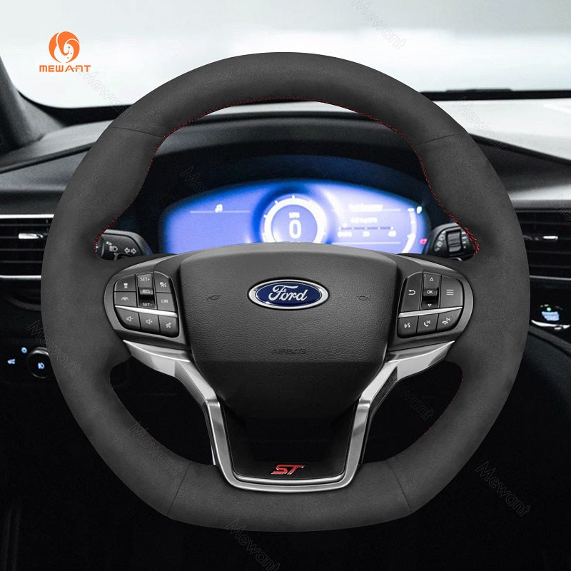 Mewant® Alcantara Car Steering Wheel Cover for Ford Explorer (ST/ST-Line/Timberline) 2020-2024