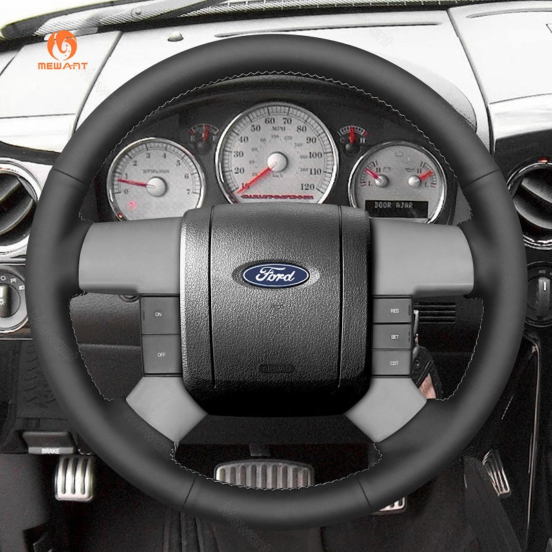Mewant Leather Car Steering Wheel Cover for Ford F150 F250 F350 2004-2008
