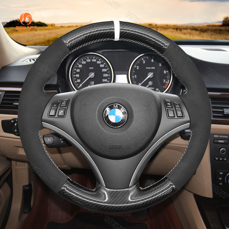 Mewant® Alcantara Car Steering Wheel Cover for BMW E87 E81 E82 E88 E82 E90 E91 E92E93 E84 E90 E92 E93 2007-2013