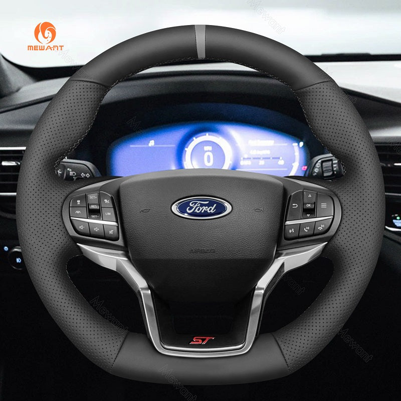 Mewant® Alcantara Car Steering Wheel Cover for Ford Explorer (ST/ST-Line/Timberline) 2020-2024