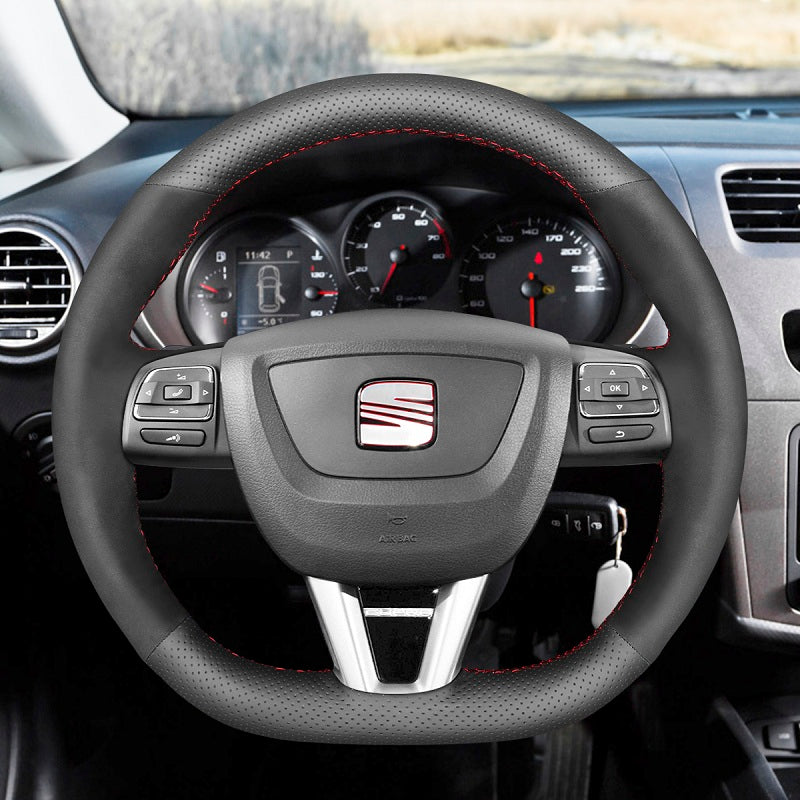 Mewant® Alcantara Car Steering Wheel Cover for Seat Leon 2009-2012