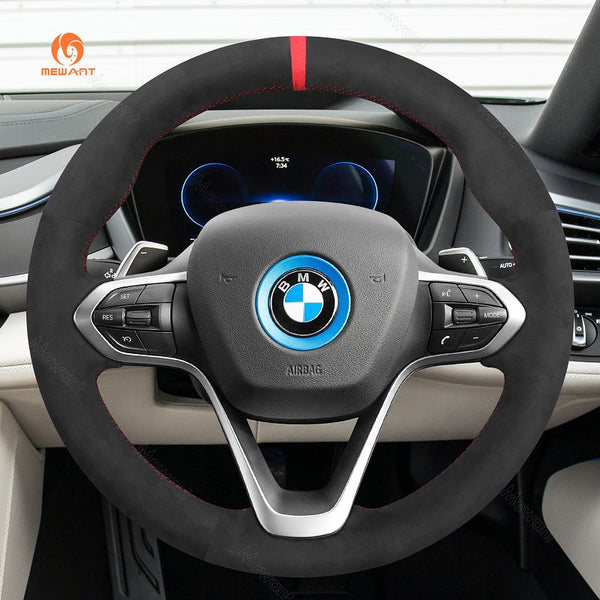 Mewant Hand Stitch Alcantara Leather Car Steering Wheel Cover for BMW i8 2014-2020
