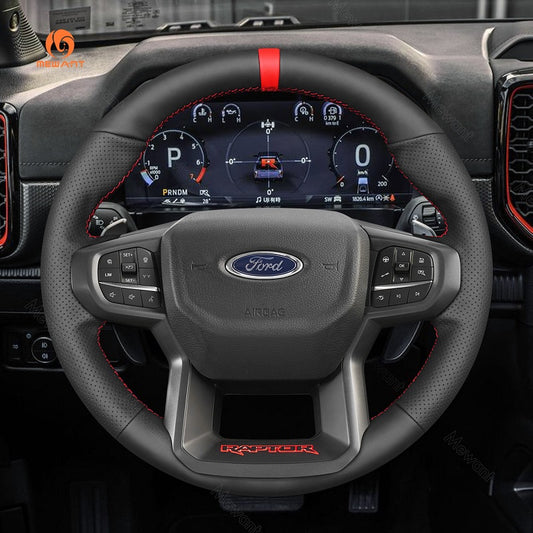Mewant Leather Car Steering Wheel Cover for Ford Ranger Raptor 2023-2024