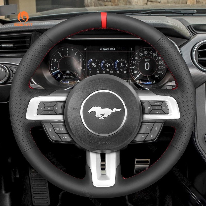 Mewant® Alcantara Car Steering Wheel Cover for Ford Mustang 2015-2023
