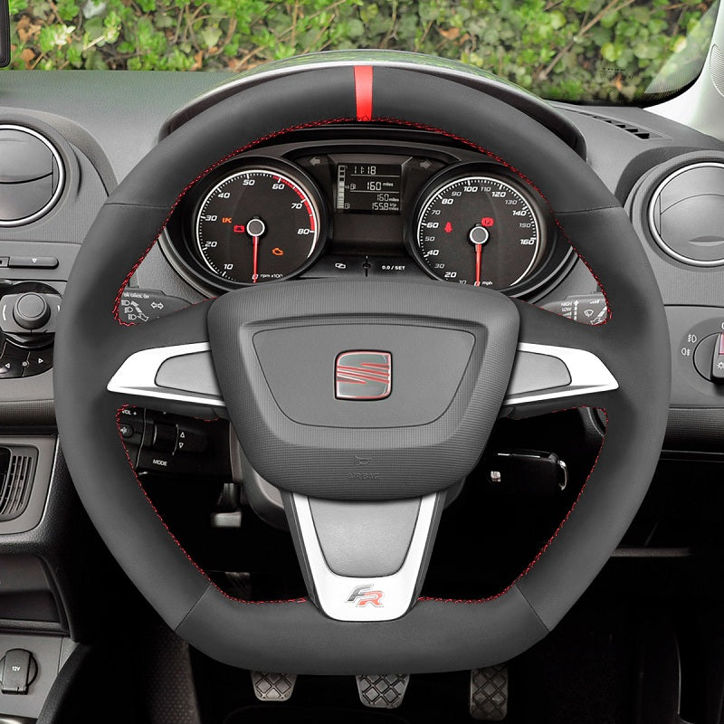 Mewant® Alcantara Car Steering Wheel Cover for Seat Ibiza (6J) (FR|CUPRA) 2012-2015 / Mii FR 2013-2020